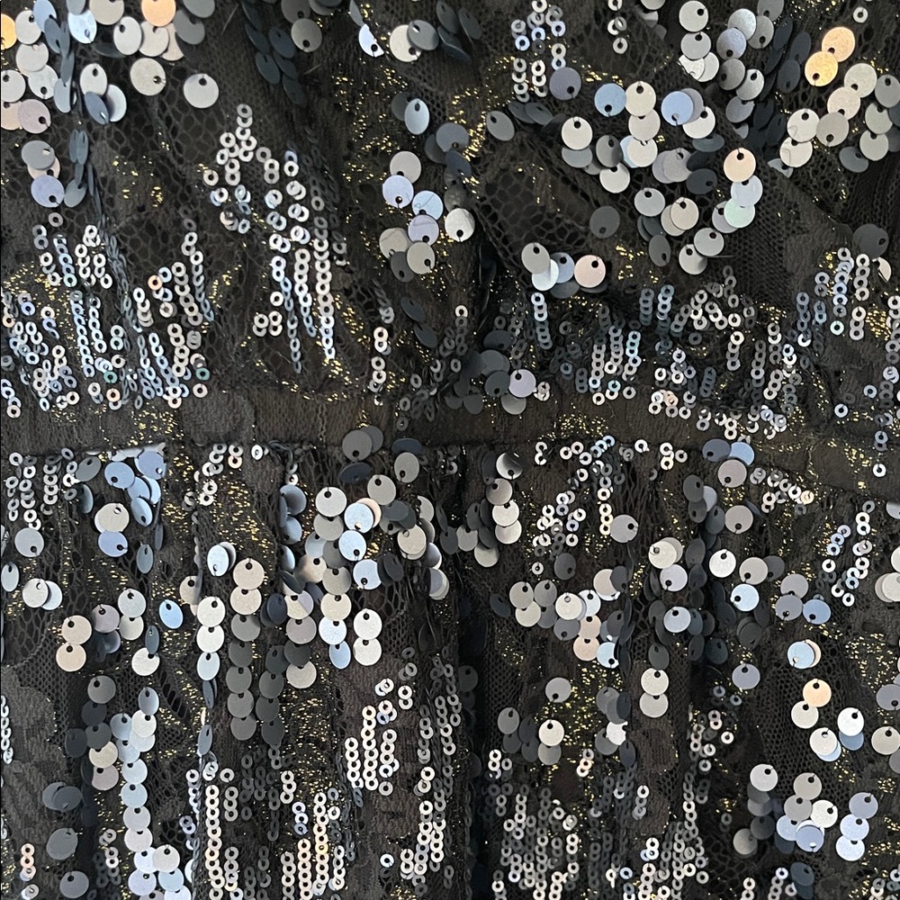Express Black/Navy Sequin Mini Dress - Picture 4 of 5